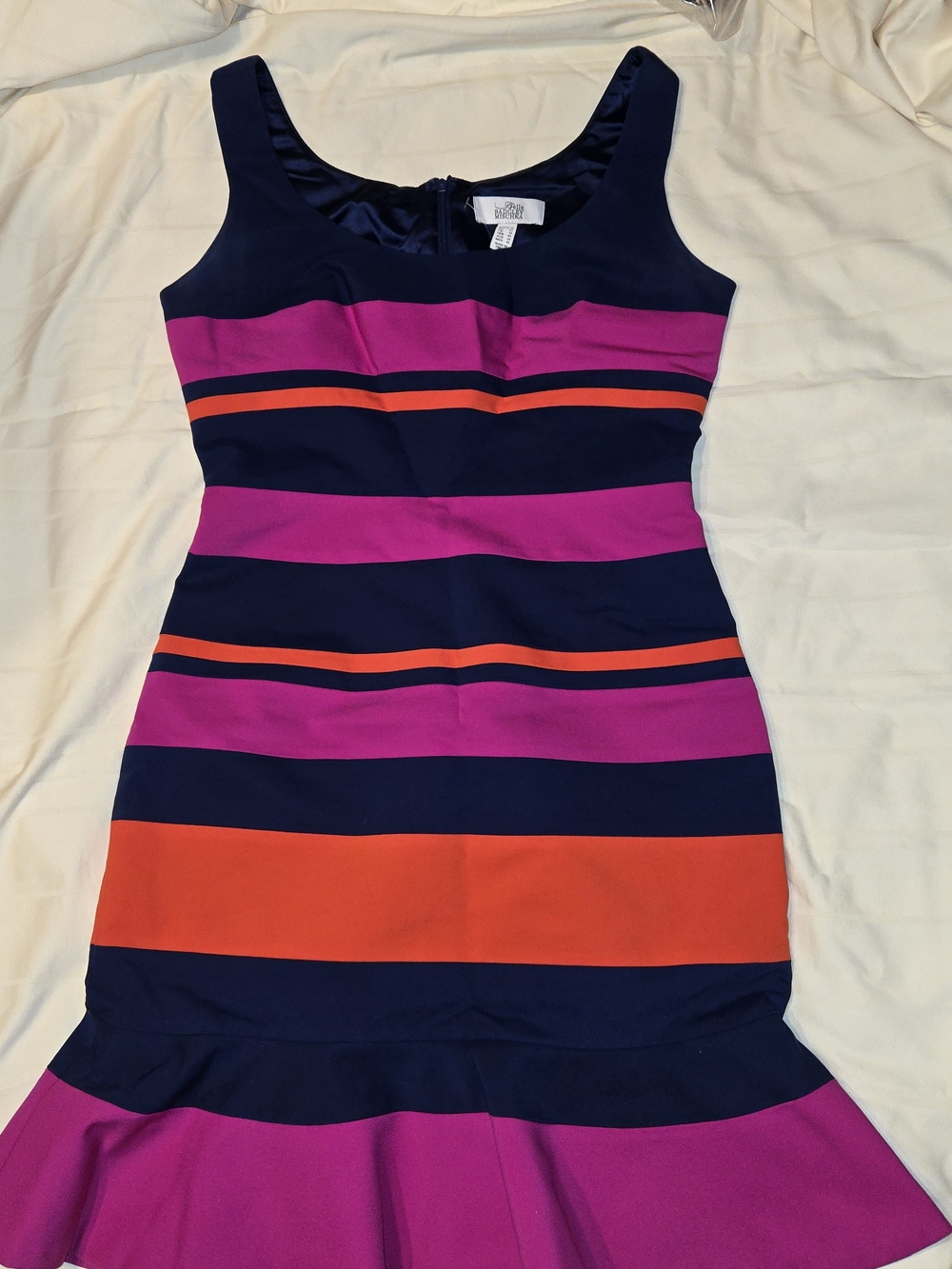 Stunning Mischka Belle Striped Dress, NWOT, Size 10, Bust 36", Nordstrom $200+
